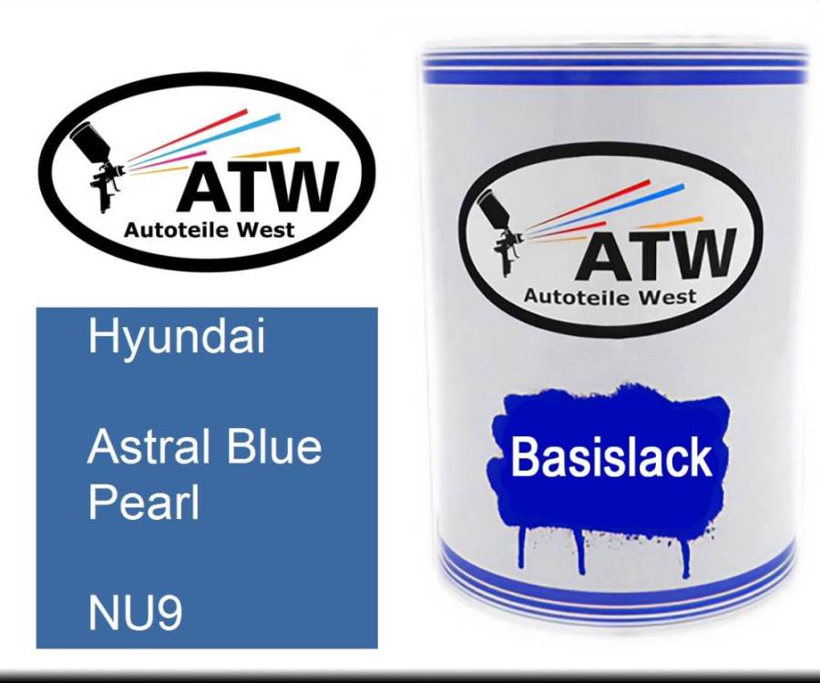 Hyundai, Astral Blue Pearl, NU9: 500ml Lackdose, von ATW Autoteile West.